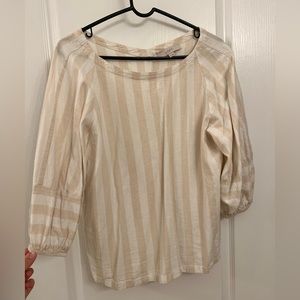 LOFT • Size M • light sandy yellow and white stripes with scoop neck
